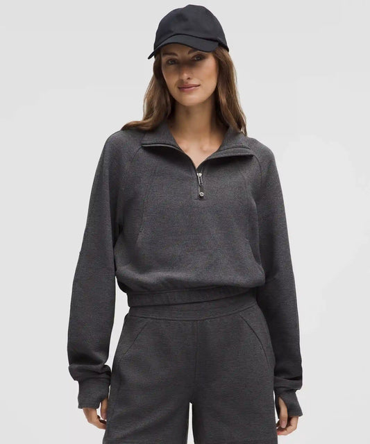 Scuba Cropped Funnel-Neck Half Zip *Waffle