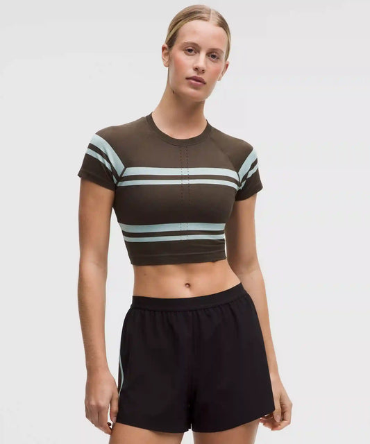 Swiftly Tech Cropped Short-Sleeve Shirt 2.0 *Stripe