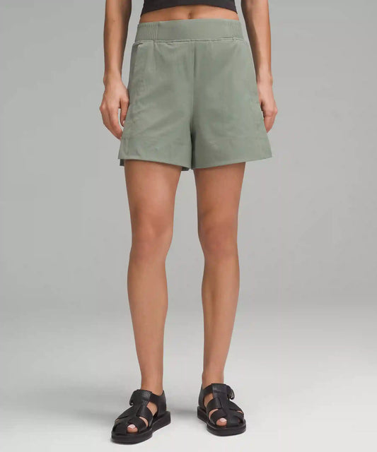 Stretch Woven Relaxed-Fit High-Rise Short 4"