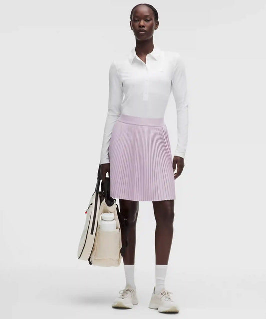 Pleated High-Rise Knee-Length Tennis Skirt