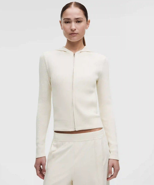 Structured Knit Zip-Up Hoodie