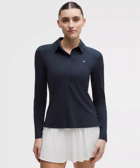Quick-Dry Long-Sleeve Polo Shirt *Straight Hem