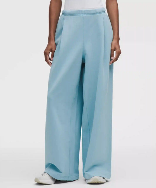 French Terry Mid-Rise Wide-Leg Pant