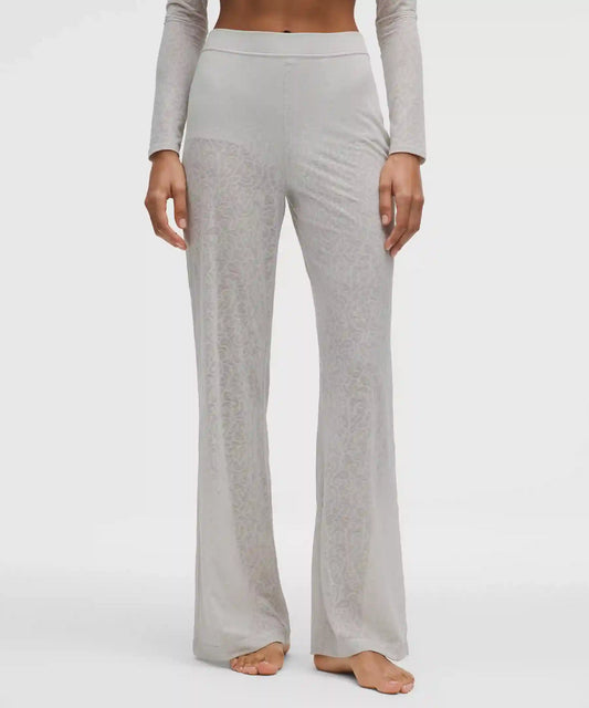 Paisley Lace Jacquard High-Rise Flared Pant