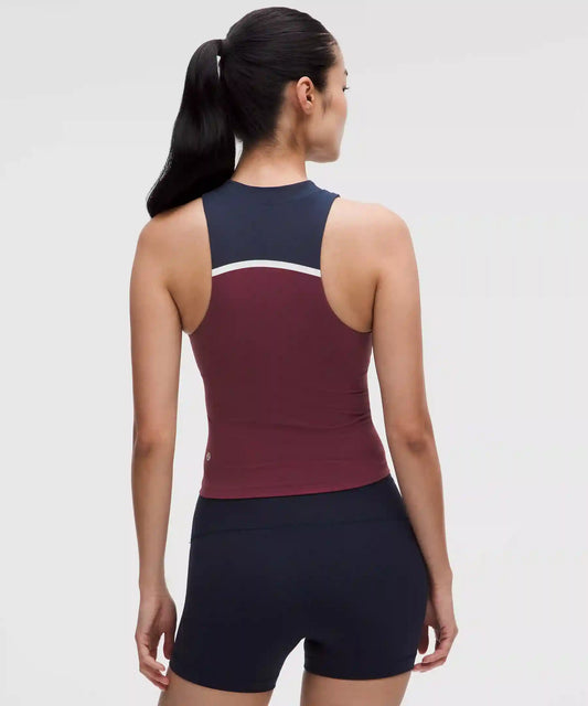 Mockneck Shelf Tank Top Light Support, B/C Cup *Stripe