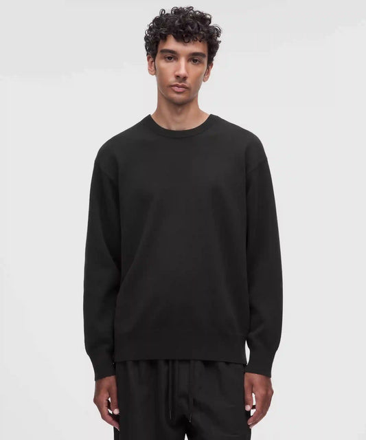 Cotton-Blend Knit Long-Sleeve Crewneck