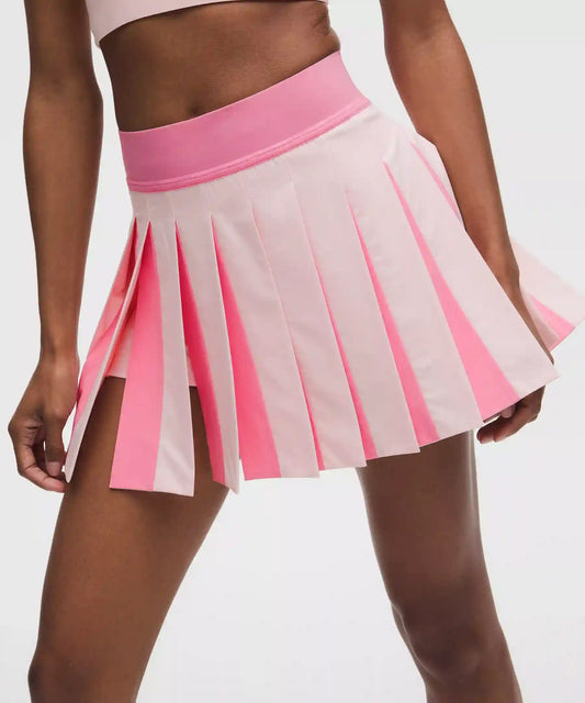 Peek-A-Boo Pleat Mid-Rise Tennis Skirt
