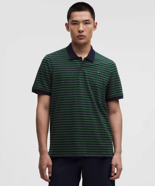 Striped Short-Sleeve Golf Polo
