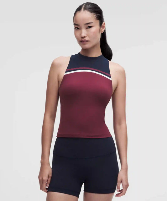 Mockneck Shelf Tank Top Light Support, B/C Cup *Stripe