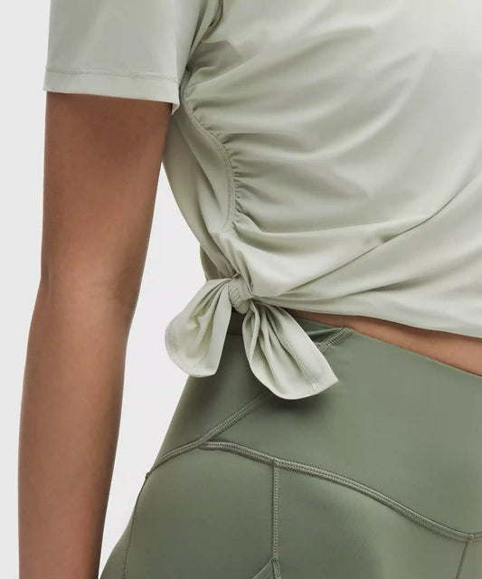 Side-Ruched Running Short-Sleeve Shirt