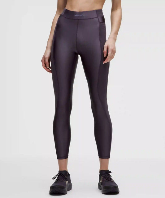Satin Shine Panelled High-Rise Tight 25" *Wordmark
