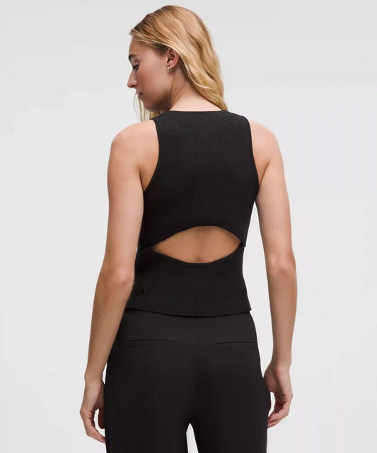 Merino Wool Open-Back Tank Top